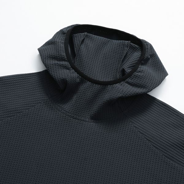 Custom OEM Quick Dry Hooded Tee Antibacterial UV Protection 100% Polyester Custom Logo Sport Hoodie