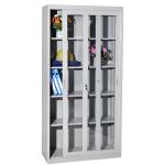 Glass Sliding Doors Steel Filing Knock Down Layout With Adjustable Inner Shelves