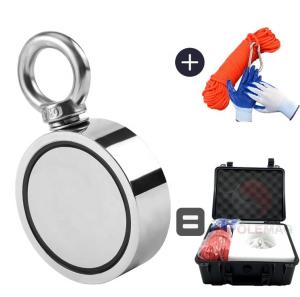 China NiCuNi Coated D75mm 880lbs Double Sided Fishing Magnet Bundle for River Lake Hunting wholesale