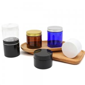China Medical Airless Empty Plastic PET Jar Cosmetic Glass Jar With Metal Lid wholesale