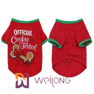 China CVC Jersey 180G Red Printing Dog Christmas T Shirt Customizable wholesale