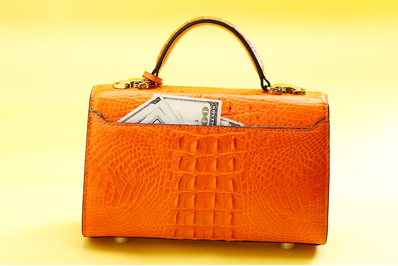 Genuine Alligator Skin Key Lock Closure Lady Small Handbag Authentic Crocodile Leather Women Flap Purse Shoulder Bag