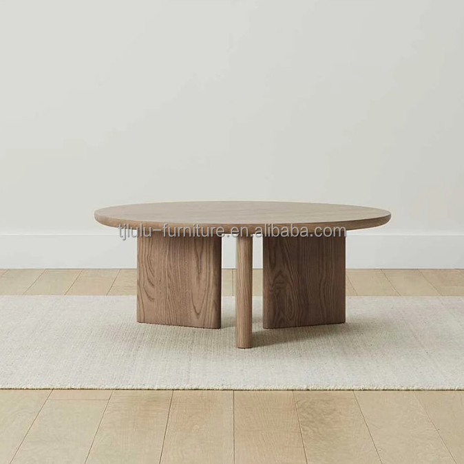 Home Furniture Modern Triangle Base Coffee Table in Walnut Color Wood Frame for Dining Room Furniture
