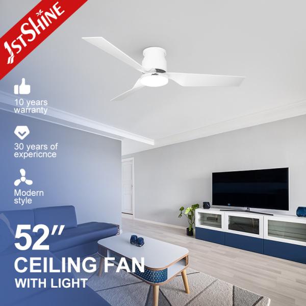 52 Inches Ceiling Fan Light White Plastic Blades dc Motor Low Profile Living