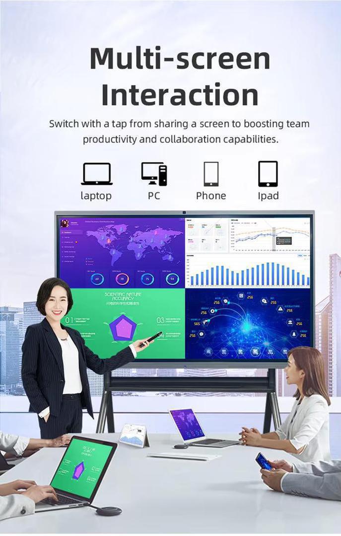 High Brightness 350cd/m2 65 Inch Interactive Whiteboard Screen for Interactive Presentations 2