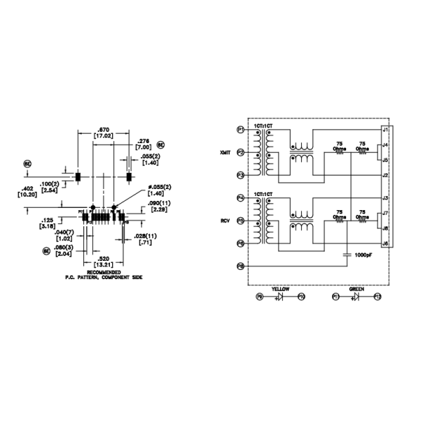 MIC24121-5308W-LF3 Integrated RJ45 Connector Surface Mount