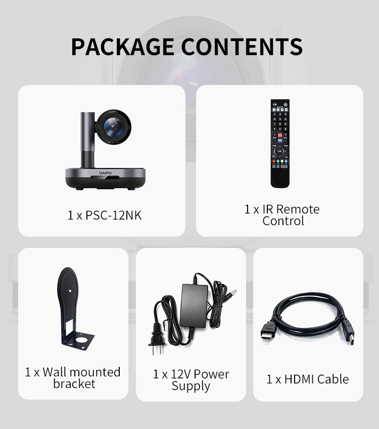 DAIPU PSC-12NK 4K 12X Optical Optic Zoom 3G-SDI NDI PTZ Camera for Video Conferencing