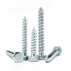 China Metric Carbon Steel White Zinc Cross Wood Screw DIN571 External Hexagonal Head HDG Zn wholesale