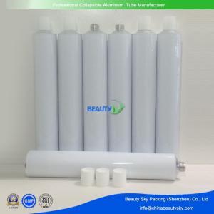China Dia 40mm white printing Metal Tube Empty Aluminium Tubes for Hair Color cream with plastic lids wholesale