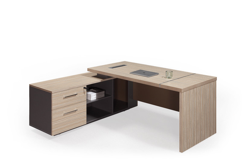 Melamine Panel Wooden Style Executive Desk With Side Cabinet 5 Years Warranty