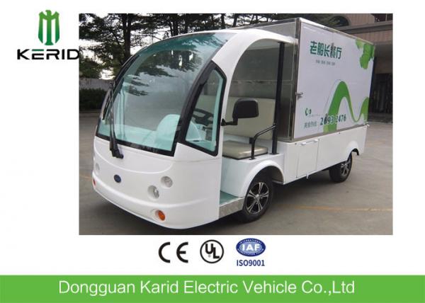 Quality Battery Powered Utility Bus / 2 Front Seats Electric Cargo Vehicle With 1 Ton Payload Closed Container for sale