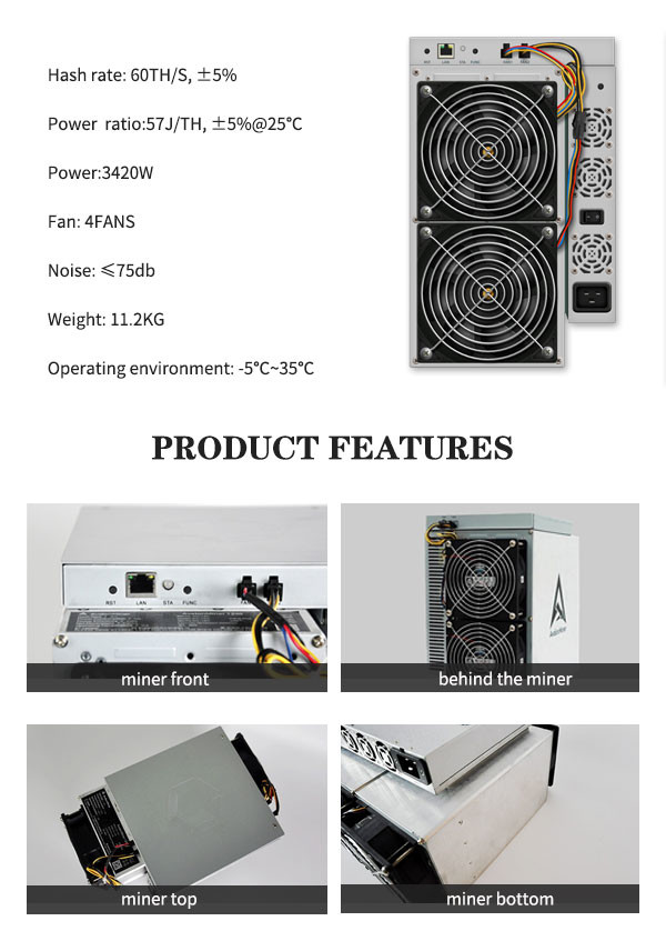 SHA256 Canaan Avalon Miner 3420W A1126PROS 60T For Bitcoin