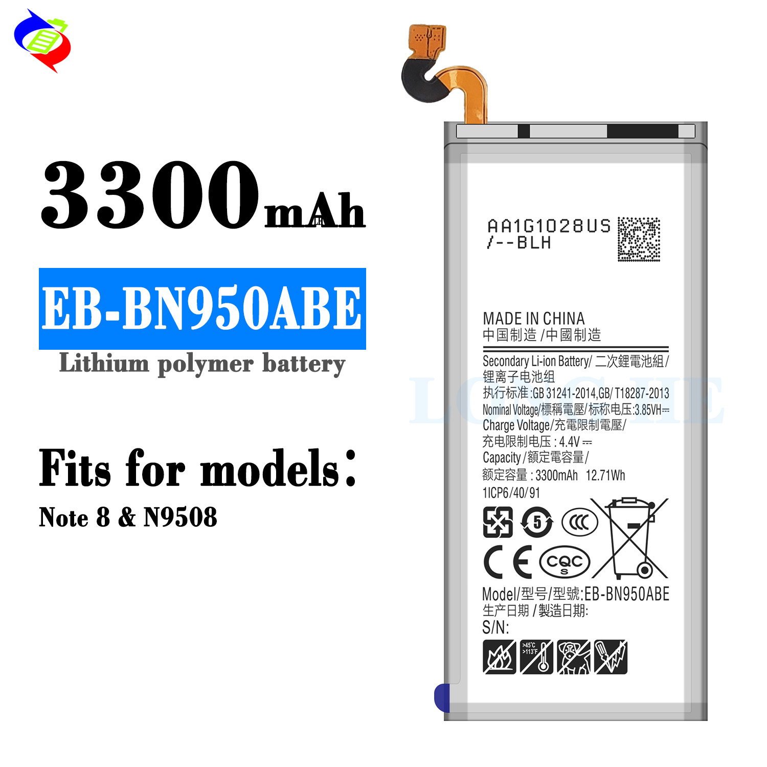 3000mAh A Grade Polymer Battery for Samsung Note8 EB-BN950ABE High Capacity