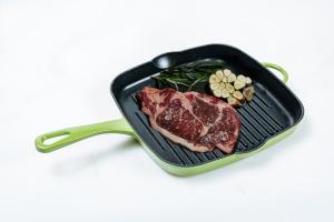 China 9 Inch Duracast Enameled Cast Iron Grill Pan With Long Handle wholesale