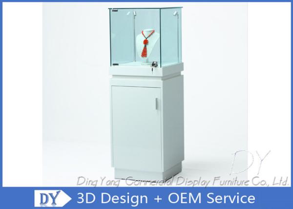 Shinning White Custom Glass Jewelry Display Case With Lighting 450 X 450 X