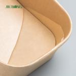 Single Wall Take Away Food Container Kraft Paper Salad Bowl Packaging With PET
