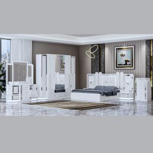 China Durable PU King Size Mirrored Bedroom Set Villa Hotel 4 Piece Living Room Set OEM on sale