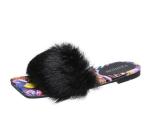 Wholesale price real fur slipper New Design White Custom soft raccoon fur