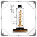 Yellow Coil Showerhead Glass Water Pipe Thick Base Helix Percolator Hookah Bong