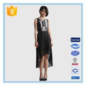 China 2016 Fashion Ladies Linen Chiffon Dress With Short Front Long Back wholesale