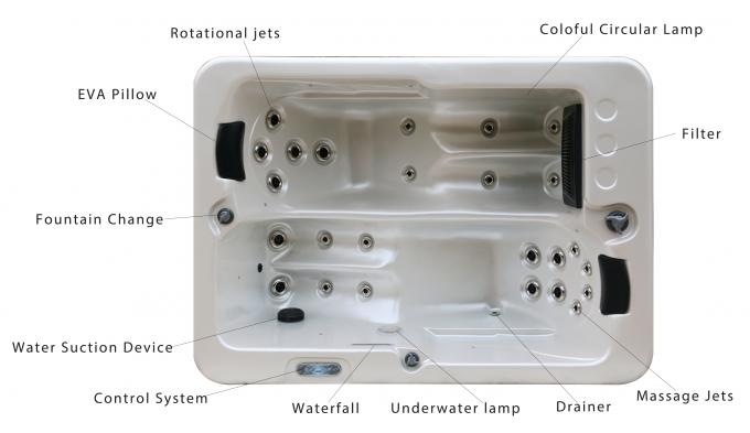 Backyard Swim SPA With 2 Lounges Outdoor Spa Pools For Family 2 Person Massage Bathtubs With Air Jets