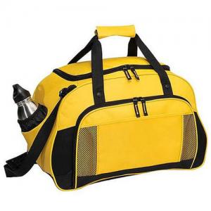 China Yellow Canvas Leather Travel Luggage Bags With Two Seperate Pocket wholesale