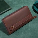 Large Capacity Men's Clutch Bag Soft Genuine Cow Leather Zipper Wallet for Daily