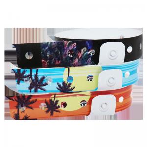 China PVC Vinyl ID Wristbands Custom Logo Silk Screen Printing Durable Purple wholesale