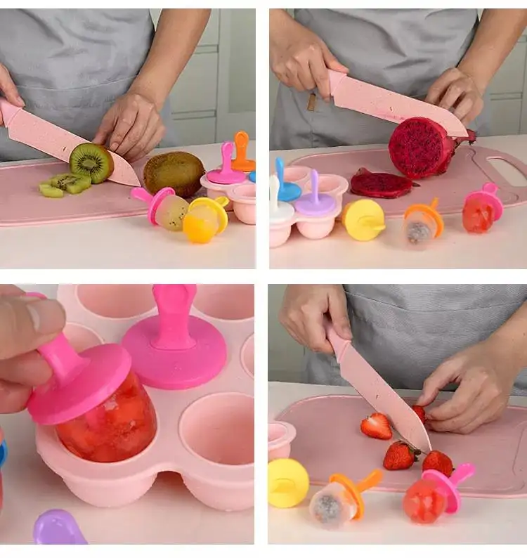Food Grade Silicone Ice Mold 7 Hole Popsicle DIY Ice Cream Box Silicone Popsicle Mold