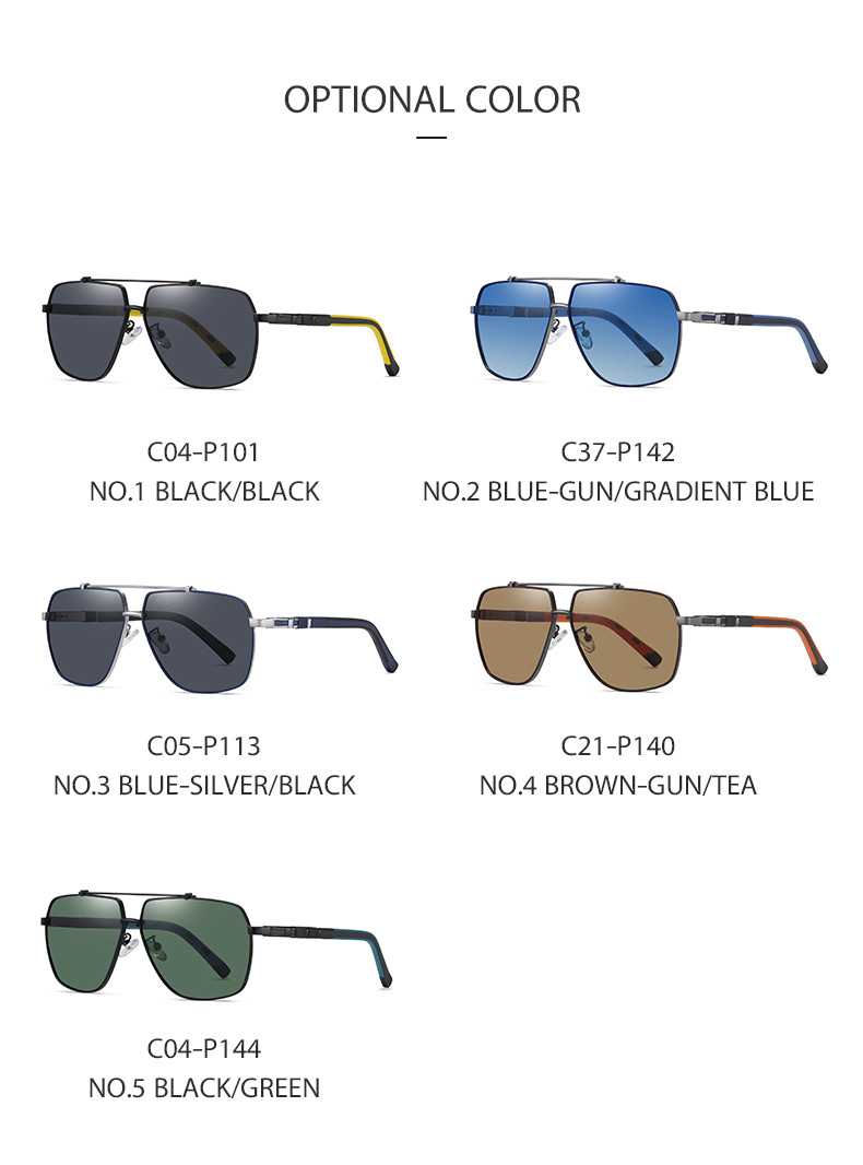 Two Color Metal Frame Sunglasses Large UV400 Protection Anti Glare