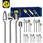 Stainless Steel Cutlery Set 24 Piece Wall-mounted Tableware Set Western