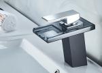 Polished Chrome LED Bathroom Sink Faucet ROVATE Waterfall Glass Spout