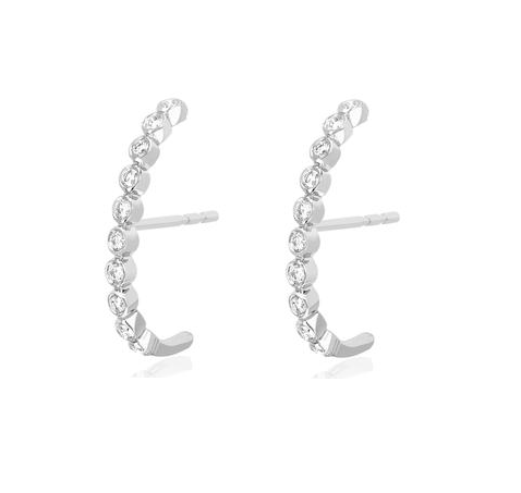 Jewelry Type EARRINGS 18K Gold Plated CZ Sleeper Hoop For Women's 925 Sterling Silver