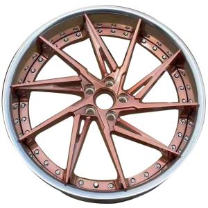 China 2 piece custom concave brushed wine red colour polished lip forged wheels wholesale