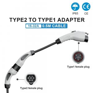 China Type2 To Type1 Cable Electric Vehicle Charger Adapter 16A 32A Cable Ev Charger Plug wholesale