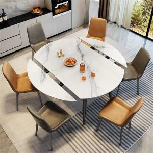 China Customized Luxury Round Extendable Dining Table With Chairs wholesale