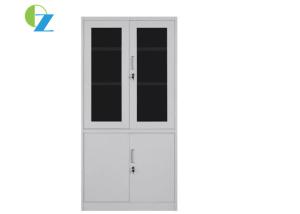 China Glass Four Door Steel Office Cupboard , Lockable Metal Cupboard With 2 Handle wholesale