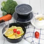 soup bowls for supermarkets Black Round Pp Plastic Soup Containers Disposable