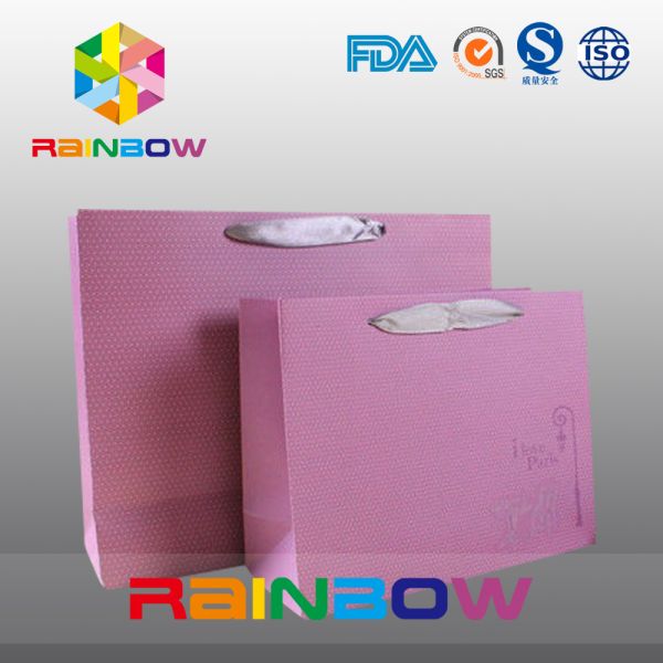 Square Bottom Customized Paper Bags With Drawstring For Gift / Garment / Shopping