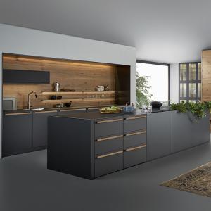 China Modern Matte Acrylic Kitchen Cabinets Luxury Black Melamine Kitchen Wall Cupboards on sale