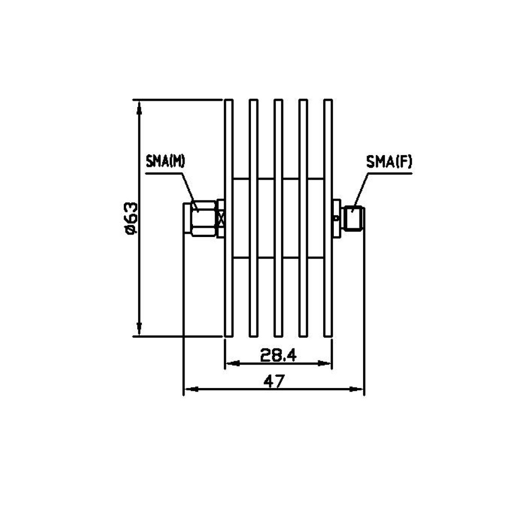 25 W Coaxial Fixed RF attenuator SMA attenuator 10 dB DC-26.5 GHz Connector