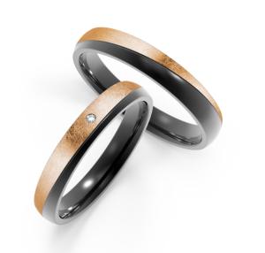 China Black stainless steel with IP rose gold inlaid zircon embellish ring wholesale