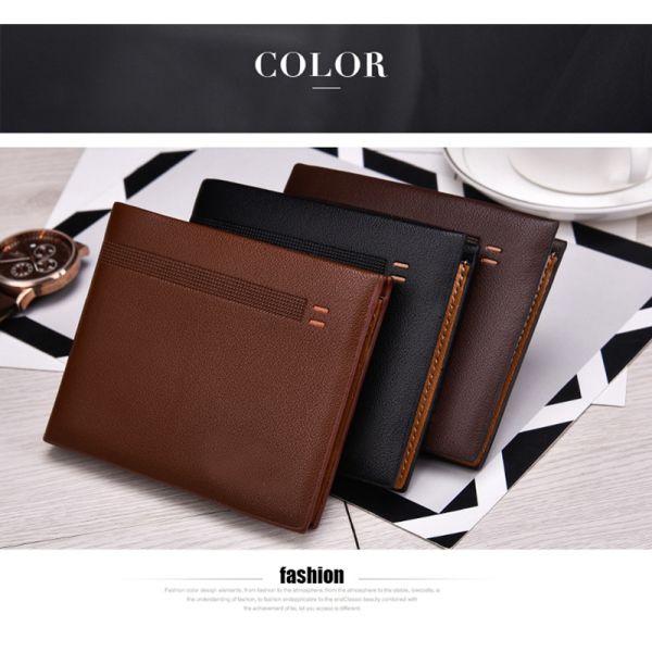 Custom Logo Leather Wallet for Men Designer Luxury Slim Clamshell Carteras Billeteras