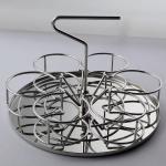Revolving Kitchen Corner Storage Basket Double Tier Standing Iron Holder