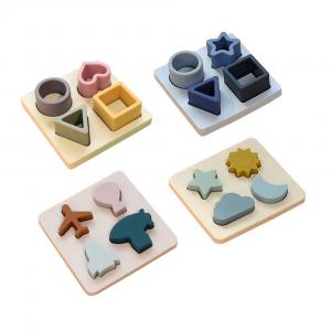 China Baby Silicone Teething Jigsaw Puzzle Montessori Sensory Toys wholesale