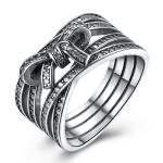 925 Sterling Silver Bowknot Finger Ring With Crystal Women Ring European