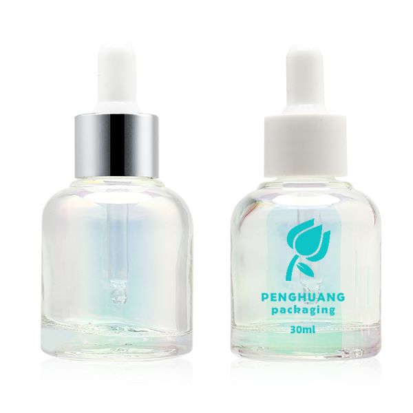 unique design 30ml serum bottle with silver dropper