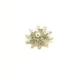 Silver Snowflake Fashion Brooch Pin Inlaid Pearl Crystal Diamond 4.5cm Size