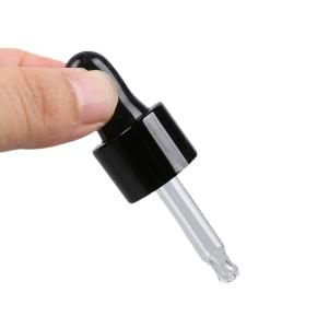 China 18/410 Shiny Black Aluminium Essential Oil Dropper Cap Oil Pipette Dropper wholesale