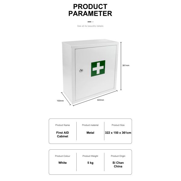 First Aid Storage Key Locking Safe Medical Wall Cabinet